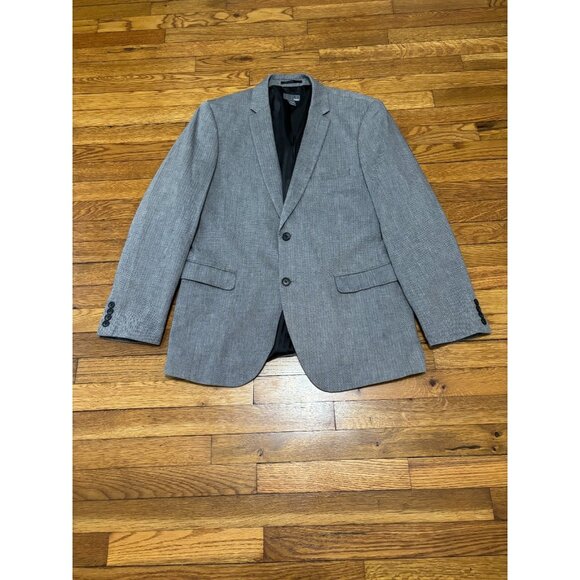 H&M Men's Blazer Jacket Size 44R Gray Cotton Herringbone 2 Button Sport Coat - Picture 1 of 6